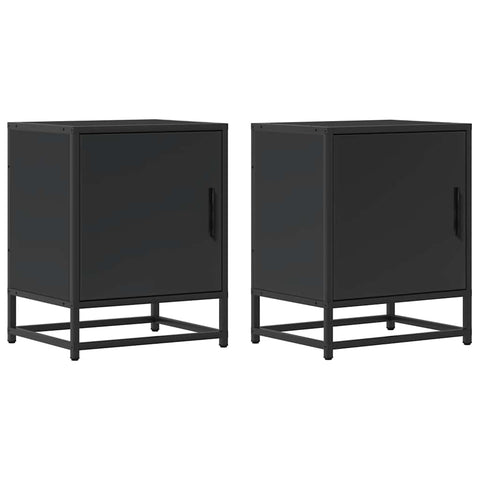vidaXL Bedside Cabinet Black 40x31x50 cm Engineered Wood and Metal