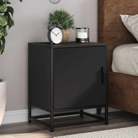 vidaXL Bedside Cabinet Black 40x31x50 cm Engineered Wood and Metal