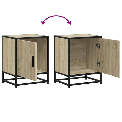 vidaXL Bedside Cabinet Sonoma Oak 40x31x50 cm Engineered Wood and Metal