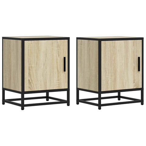 vidaXL Bedside Cabinets 2 pcs Sonoma Oak 40x31x50 cm Engineered Wood and Metal