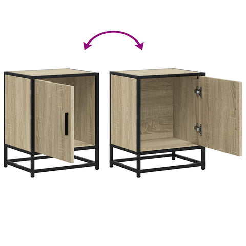 vidaXL Bedside Cabinets 2 pcs Sonoma Oak 40x31x50 cm Engineered Wood and Metal