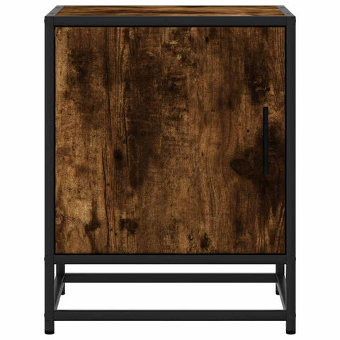 vidaXL Bedside Cabinet Smoked Oak 40x31x50 cm Engineered Wood and Metal