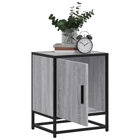 vidaXL Bedside Cabinet Grey Sonoma 40x31x50 cm Engineered Wood and Metal