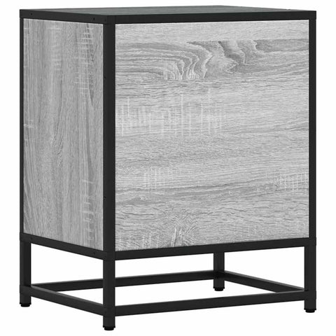 vidaXL Bedside Cabinet Grey Sonoma 40x31x50 cm Engineered Wood and Metal