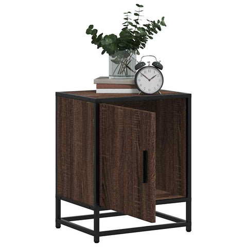 vidaXL Bedside Cabinet Brown Oak 40x31x50 cm Engineered Wood and Metal