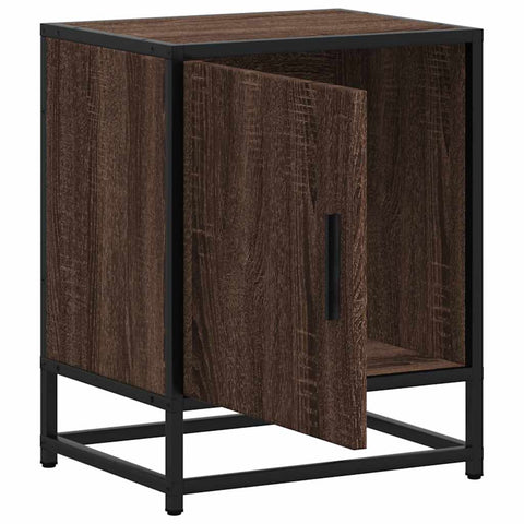 vidaXL Bedside Cabinet Brown Oak 40x31x50 cm Engineered Wood and Metal