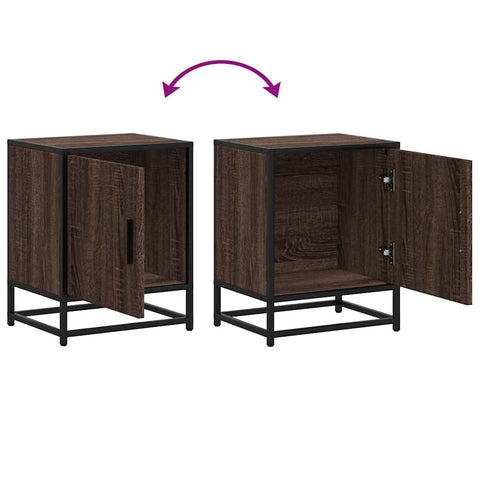 vidaXL Bedside Cabinets 2 pcs Brown Oak 40x31x50 cm Engineered Wood and Metal