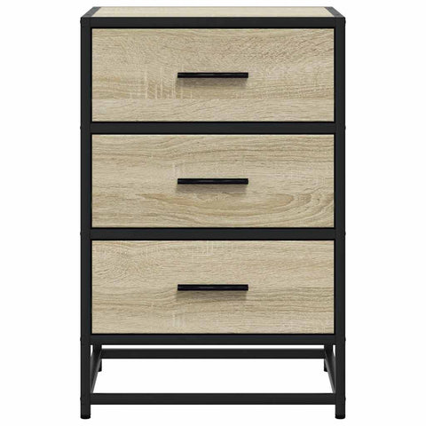 vidaXL Bedside Cabinet Sonoma Oak 40x34.5x60 cm Engineered Wood and Metal