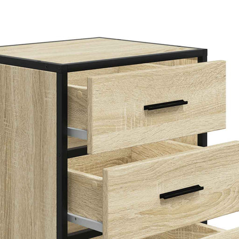 vidaXL Bedside Cabinet Sonoma Oak 40x34.5x60 cm Engineered Wood and Metal