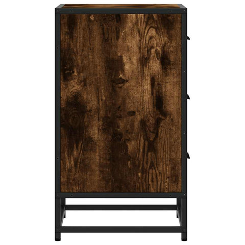 vidaXL Bedside Cabinet Smoked Oak 40x34.5x60 cm Engineered Wood and Metal