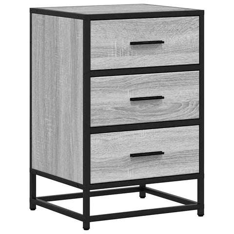 vidaXL Bedside Cabinet Grey Sonoma 40x34.5x60 cm Engineered Wood and Metal