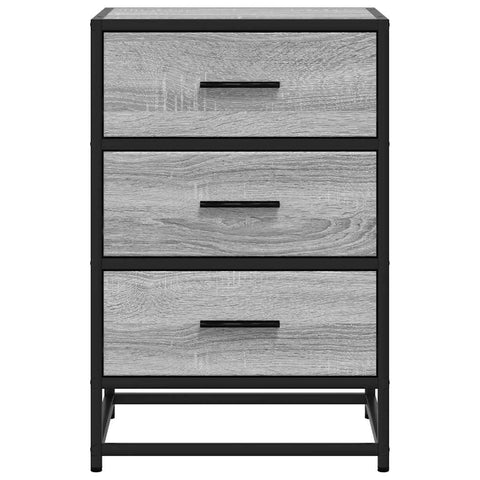 vidaXL Bedside Cabinet Grey Sonoma 40x34.5x60 cm Engineered Wood and Metal