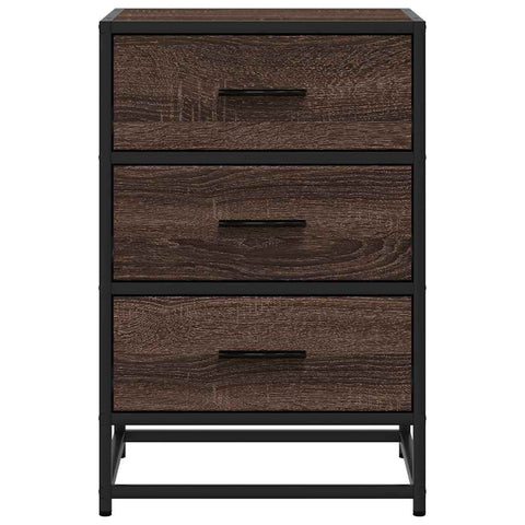 vidaXL Bedside Cabinet Brown Oak 40x34.5x60 cm Engineered Wood and Metal