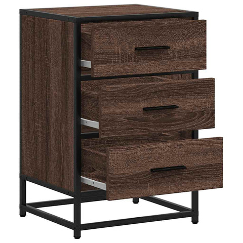 vidaXL Bedside Cabinet Brown Oak 40x34.5x60 cm Engineered Wood and Metal