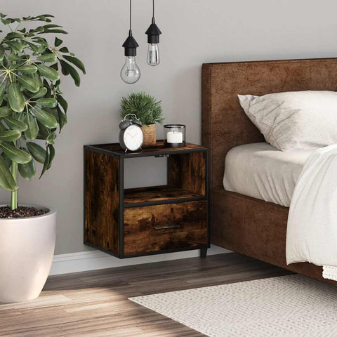 vidaXL Wall-mounted Bedside Cabinet Smoked Oak 40x31x39.5 cm