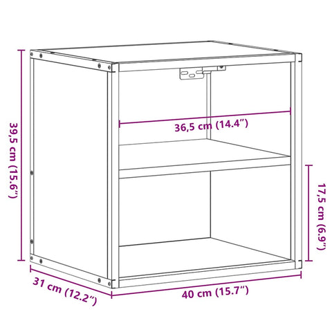 vidaXL Wall-mounted Bedside Cabinet Grey Sonoma 40x31x39.5 cm