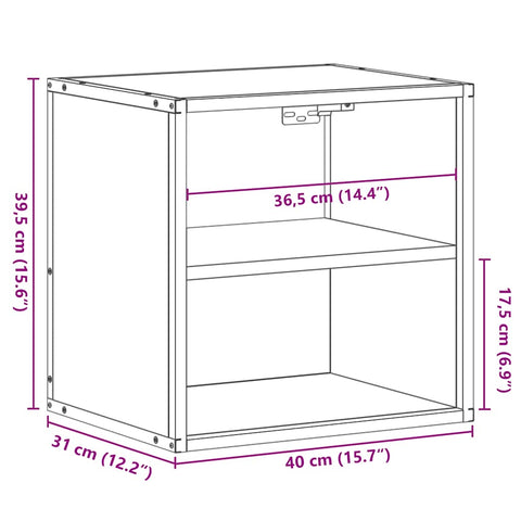 vidaXL Wall-mounted Bedside Cabinet Brown Oak 40x31x39.5 cm