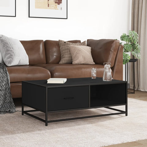 vidaXL Coffee Table Black 90x57x35 cm Engineered Wood and Metal