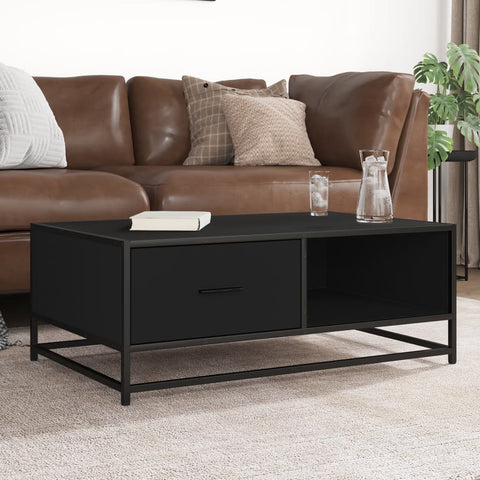 vidaXL Coffee Table Black 90x57x35 cm Engineered Wood and Metal