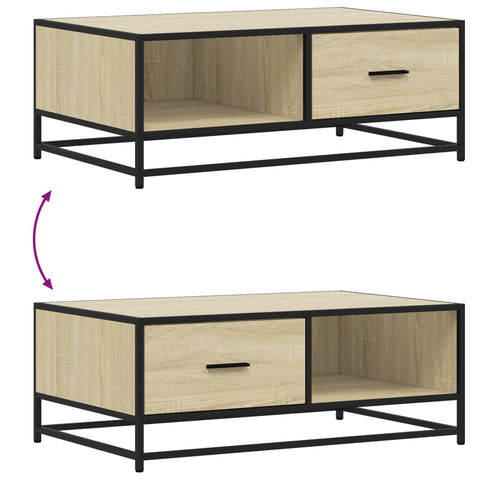 vidaXL Coffee Table Sonoma Oak 90x57x35 cm Engineered Wood and Metal