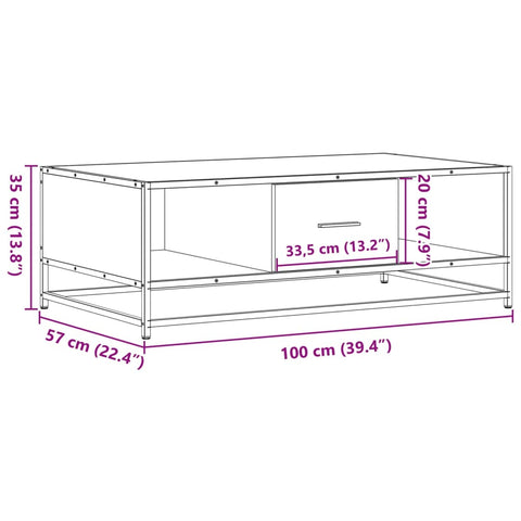 vidaXL Coffee Table Black 100x57x35 cm Engineered Wood and Metal
