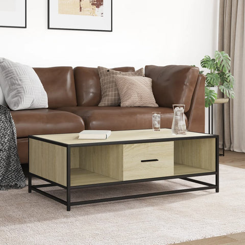 vidaXL Coffee Table Sonoma Oak 100x57x35 cm Engineered Wood and Metal
