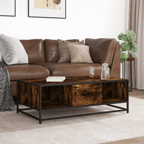 vidaXL Coffee Table Smoked Oak 100x57x35 cm Engineered Wood and Metal