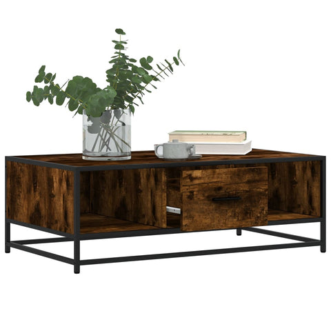 vidaXL Coffee Table Smoked Oak 100x57x35 cm Engineered Wood and Metal