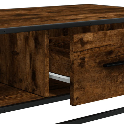 vidaXL Coffee Table Smoked Oak 100x57x35 cm Engineered Wood and Metal