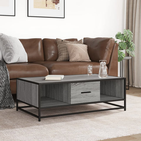 vidaXL Coffee Table Grey Sonoma 100x57x35 cm Engineered Wood and Metal