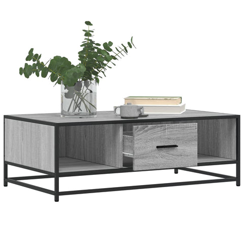 vidaXL Coffee Table Grey Sonoma 100x57x35 cm Engineered Wood and Metal