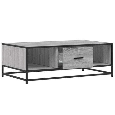 vidaXL Coffee Table Grey Sonoma 100x57x35 cm Engineered Wood and Metal