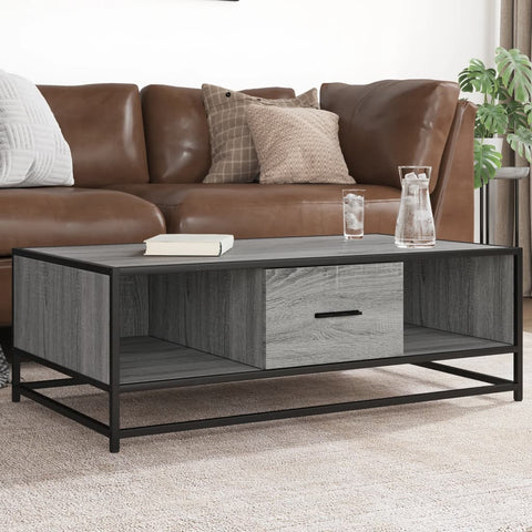 vidaXL Coffee Table Grey Sonoma 100x57x35 cm Engineered Wood and Metal