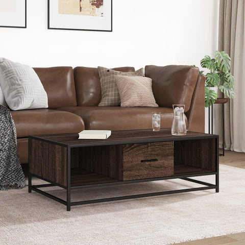 vidaXL Coffee Table Brown Oak 100x57x35 cm Engineered Wood and Metal