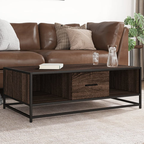 vidaXL Coffee Table Brown Oak 100x57x35 cm Engineered Wood and Metal