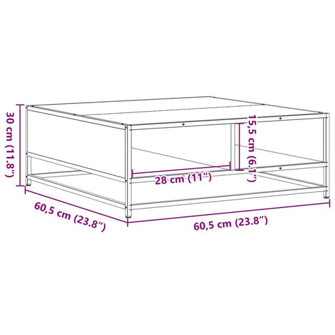 vidaXL Coffee Table Black 60.5x60.5x30 cm Engineered Wood and Metal