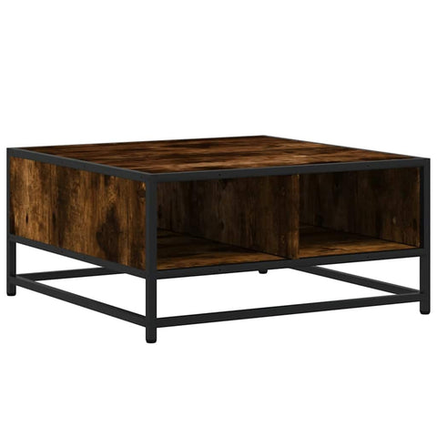 vidaXL Coffee Table Smoked Oak 60.5x60.5x30 cm Engineered Wood and Metal