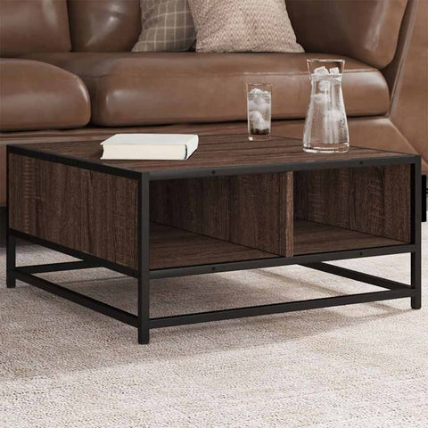 vidaXL Coffee Table Brown Oak 60.5x60.5x30 cm Engineered Wood and Metal
