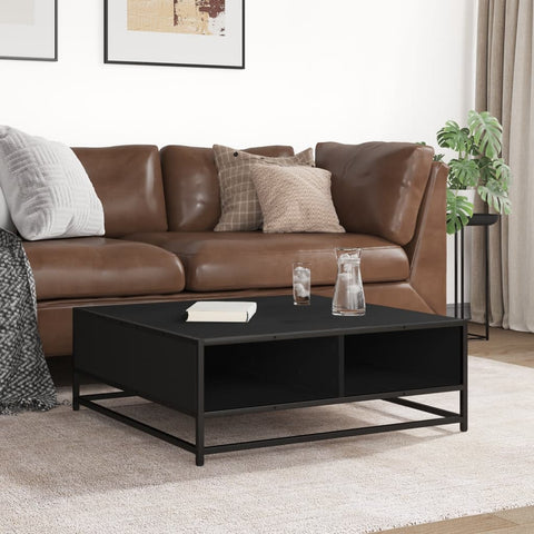 vidaXL Coffee Table Black 80x80x30 cm Engineered Wood and Metal