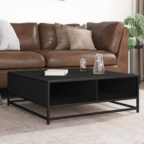 vidaXL Coffee Table Black 80x80x30 cm Engineered Wood and Metal