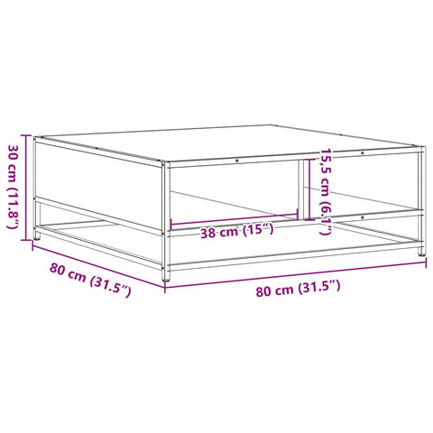 vidaXL Coffee Table Sonoma Oak 80x80x30 cm Engineered Wood and Metal