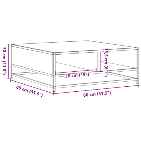 vidaXL Coffee Table Smoked Oak 80x80x30 cm Engineered Wood and Metal