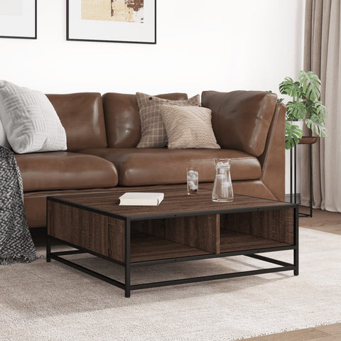 vidaXL Coffee Table Brown Oak 80x80x30 cm Engineered Wood and Metal