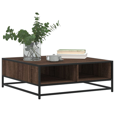 vidaXL Coffee Table Brown Oak 80x80x30 cm Engineered Wood and Metal