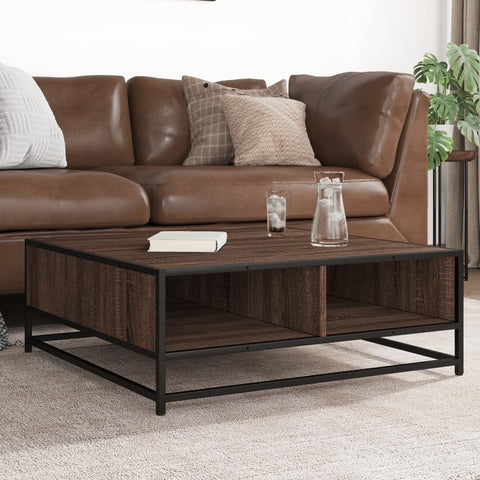 vidaXL Coffee Table Brown Oak 80x80x30 cm Engineered Wood and Metal