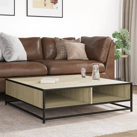 vidaXL Coffee Table Sonoma Oak 100x100x30 cm Engineered Wood and Metal
