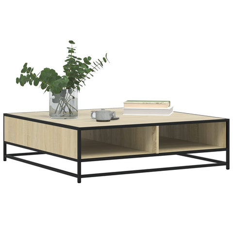 vidaXL Coffee Table Sonoma Oak 100x100x30 cm Engineered Wood and Metal