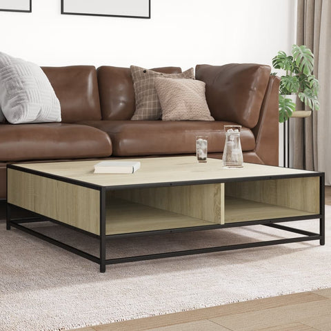 vidaXL Coffee Table Sonoma Oak 100x100x30 cm Engineered Wood and Metal