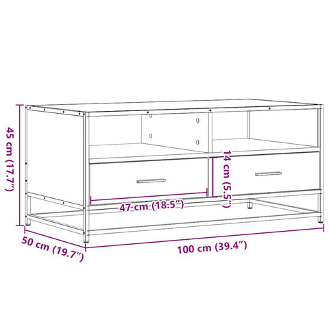 vidaXL Coffee Table Black 100x50x45 cm Engineered Wood and Metal