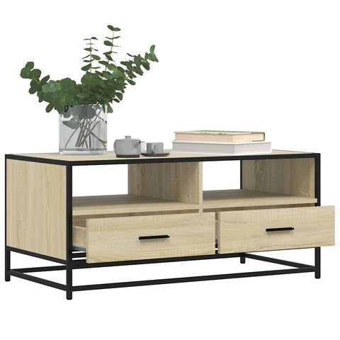 vidaXL Coffee Table Sonoma Oak 100x50x45 cm Engineered Wood and Metal